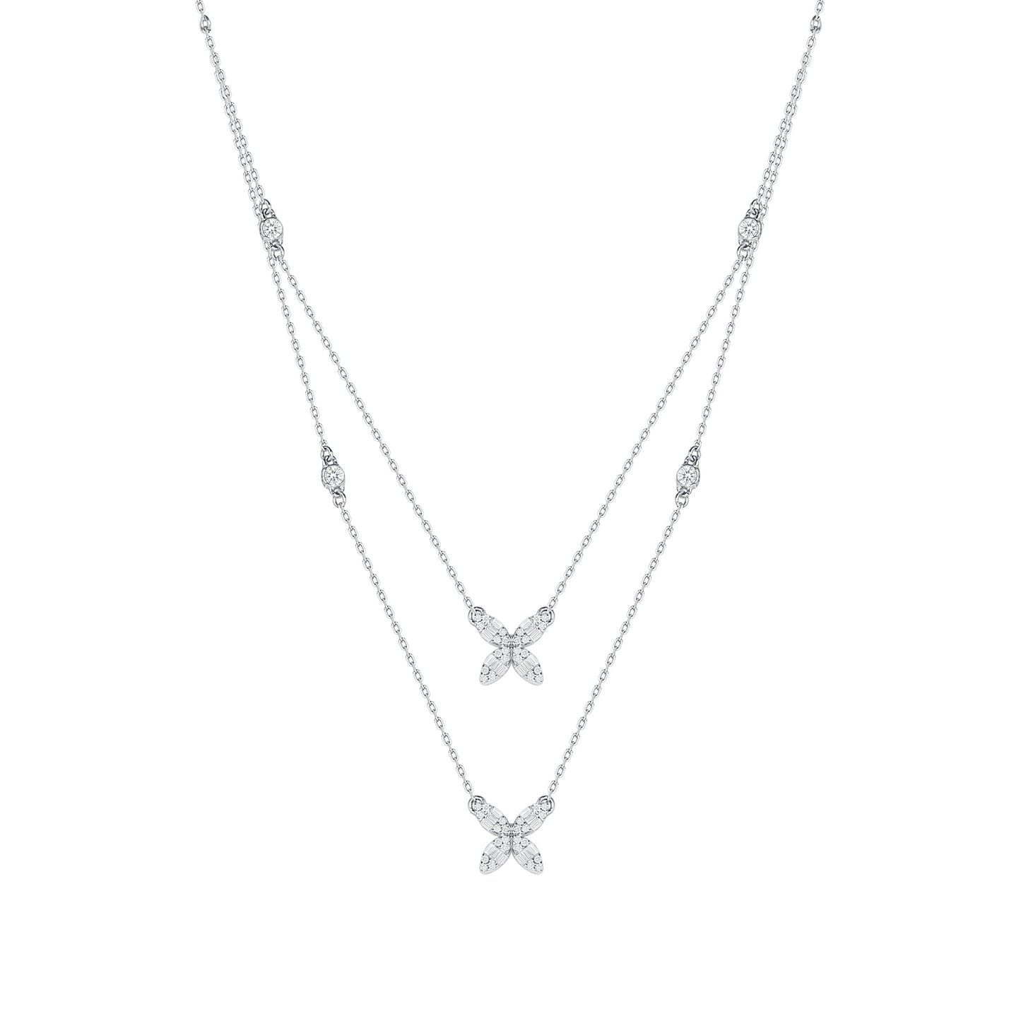 Clover Layer Diamond Necklace