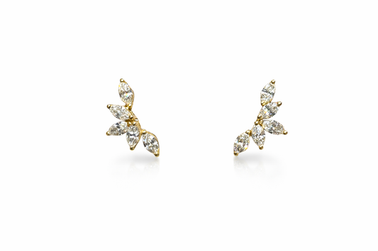 Marquise Diamond Petal Cluster Earrings