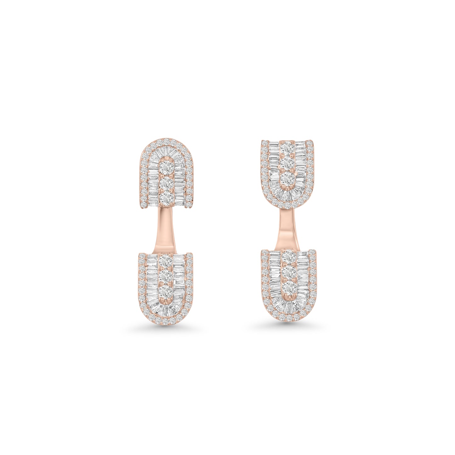 U Floating Baguette Studs Earrings