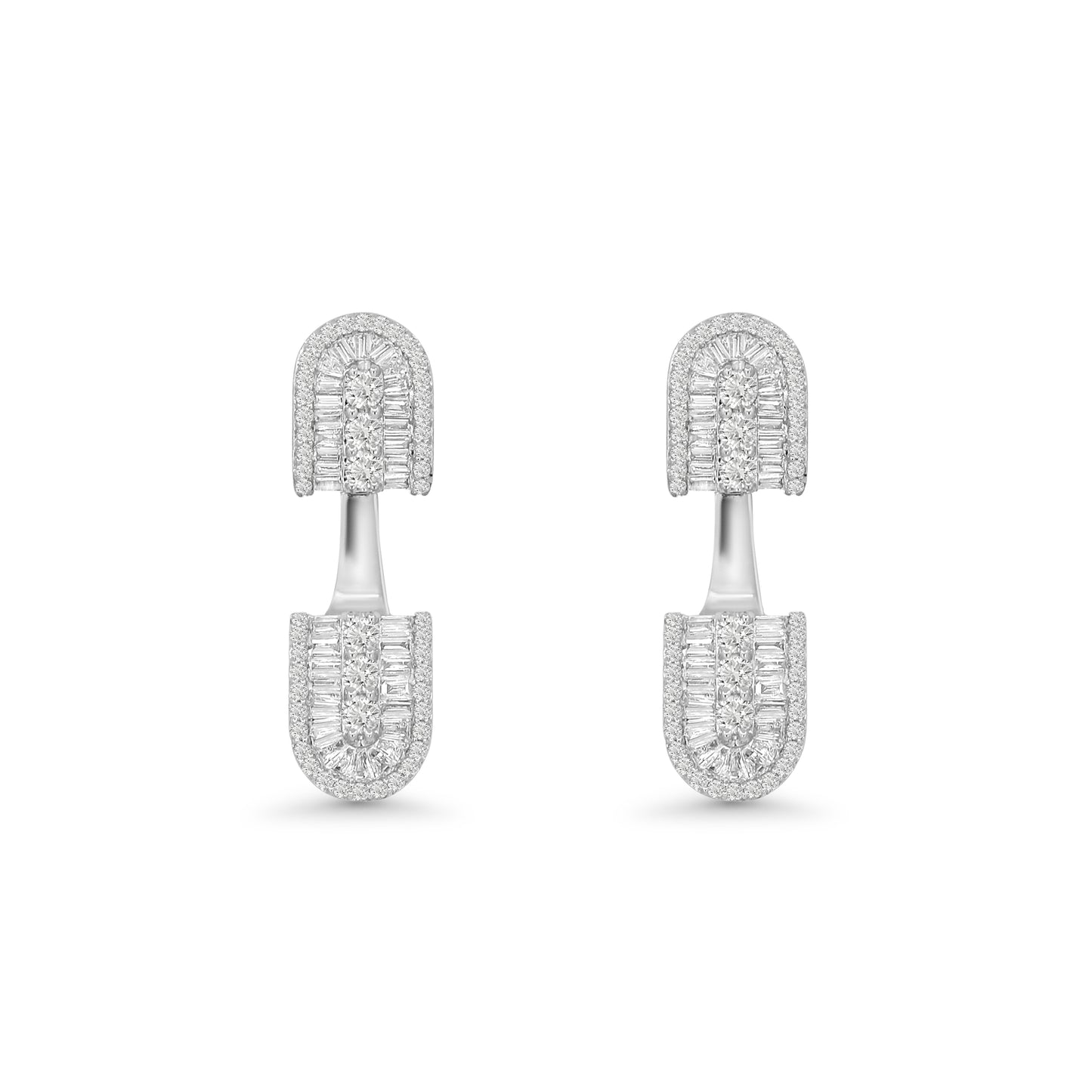 U Floating Baguette Studs Earrings
