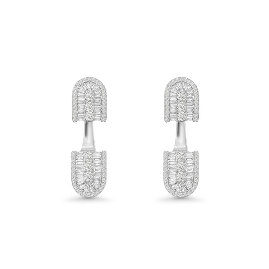 U Floating Baguette Studs Earrings