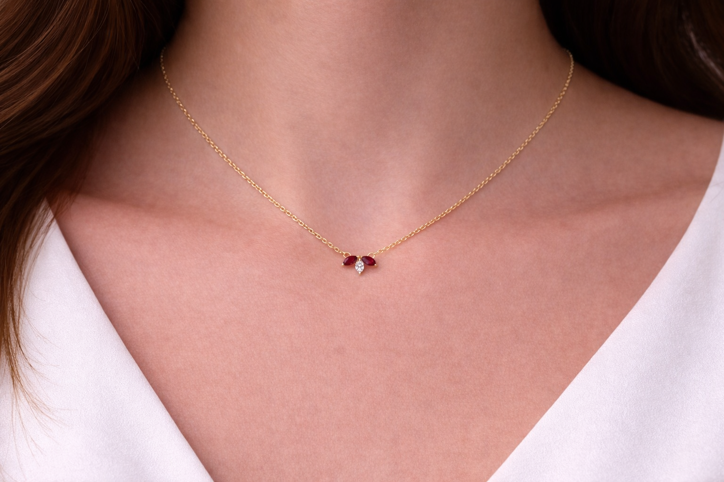 Marquise Diamond & Ruby Pendant