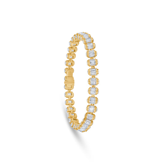 Baguette & Round Diamond Link Bracelet