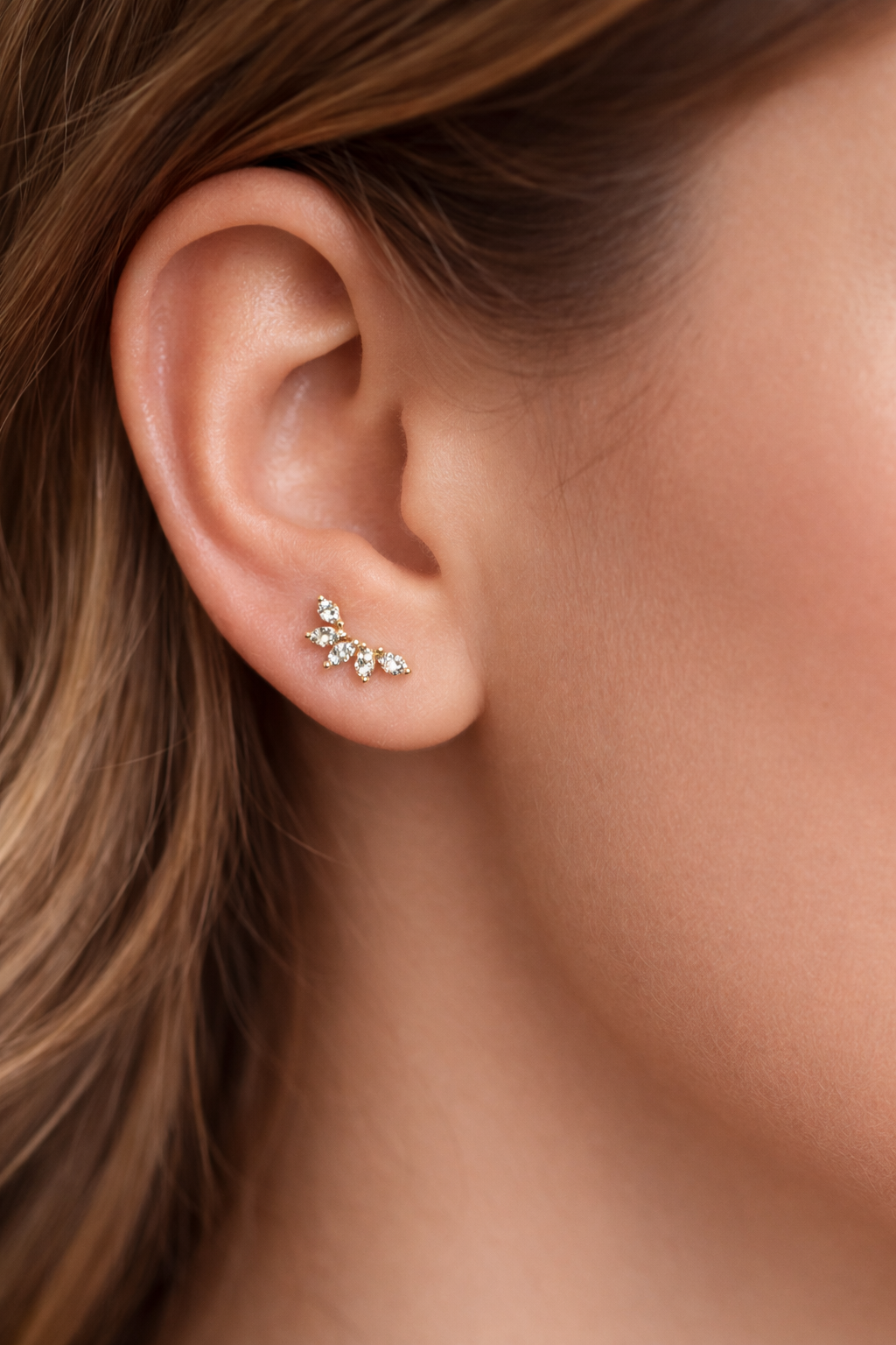 Marquise Diamond Petal Cluster Earrings