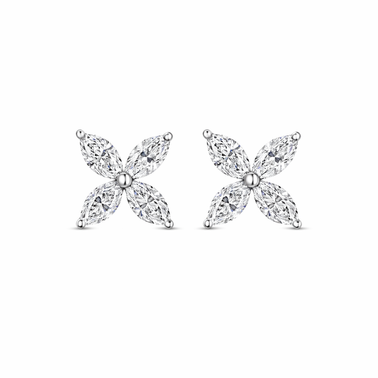 Grand Marquise Floral Stud Earrings