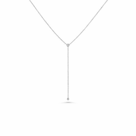 Bezel Diamond Lariat Necklace