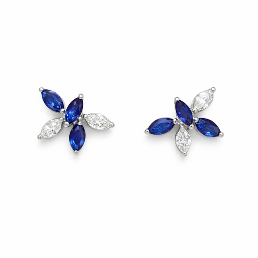 Marquise Diamond & Sapphire Bloom Studs
