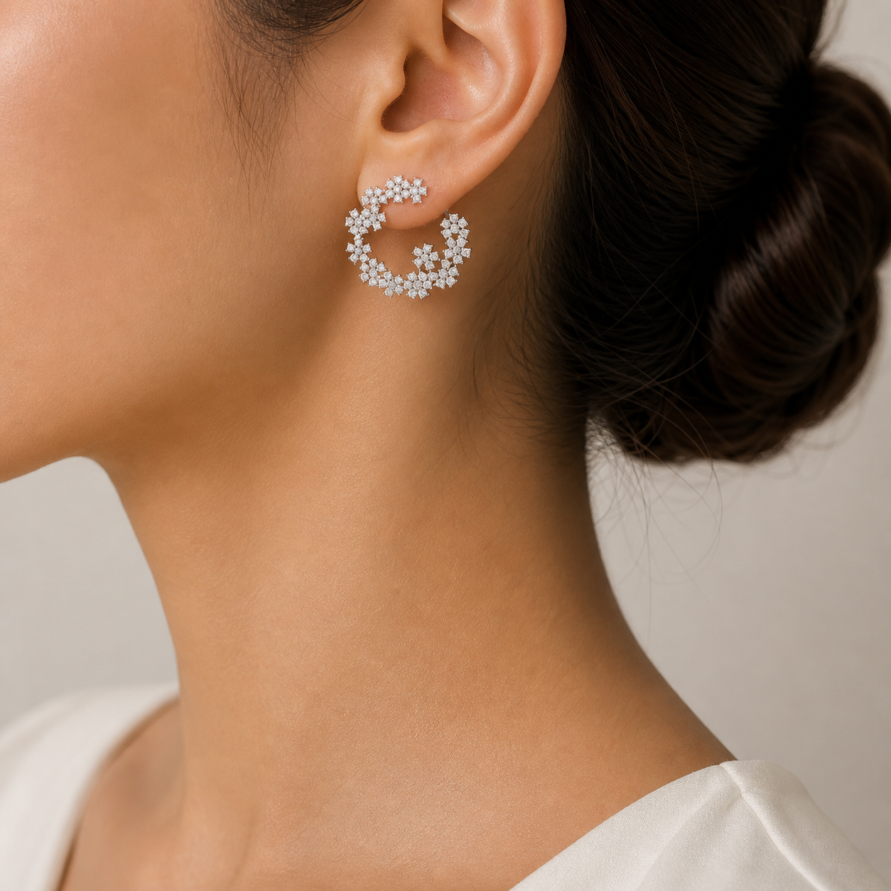 Floral Diamond Hoops