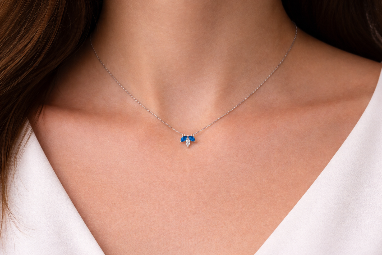 Marquise Diamond & Sapphire Pendant