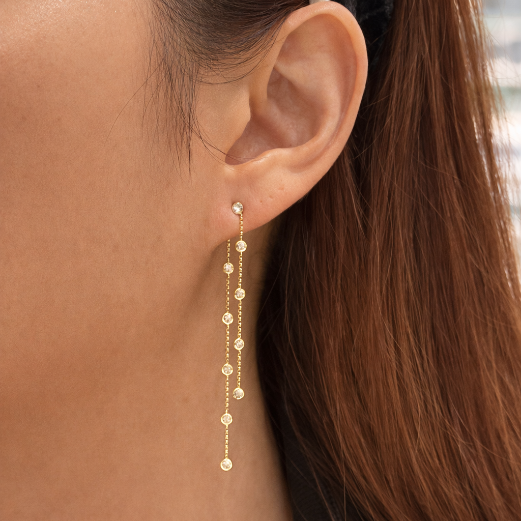 Dangling Bezel Diamond Earrings