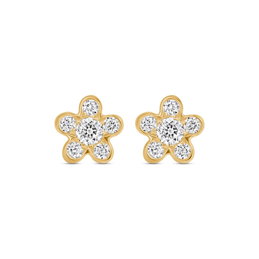 Diamond Floral Shape Studs
