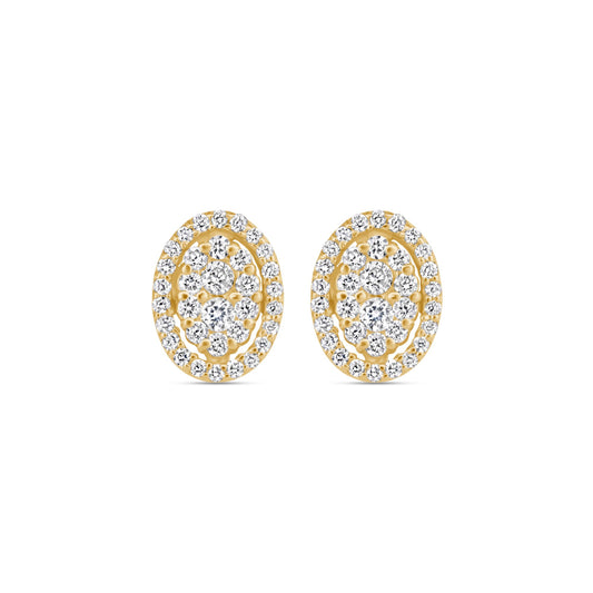 Diamond Oval Shape Studs