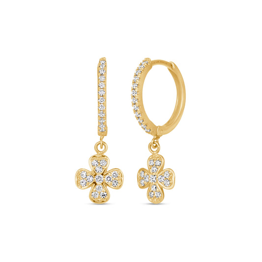 Clover Diamond Drop Huggies