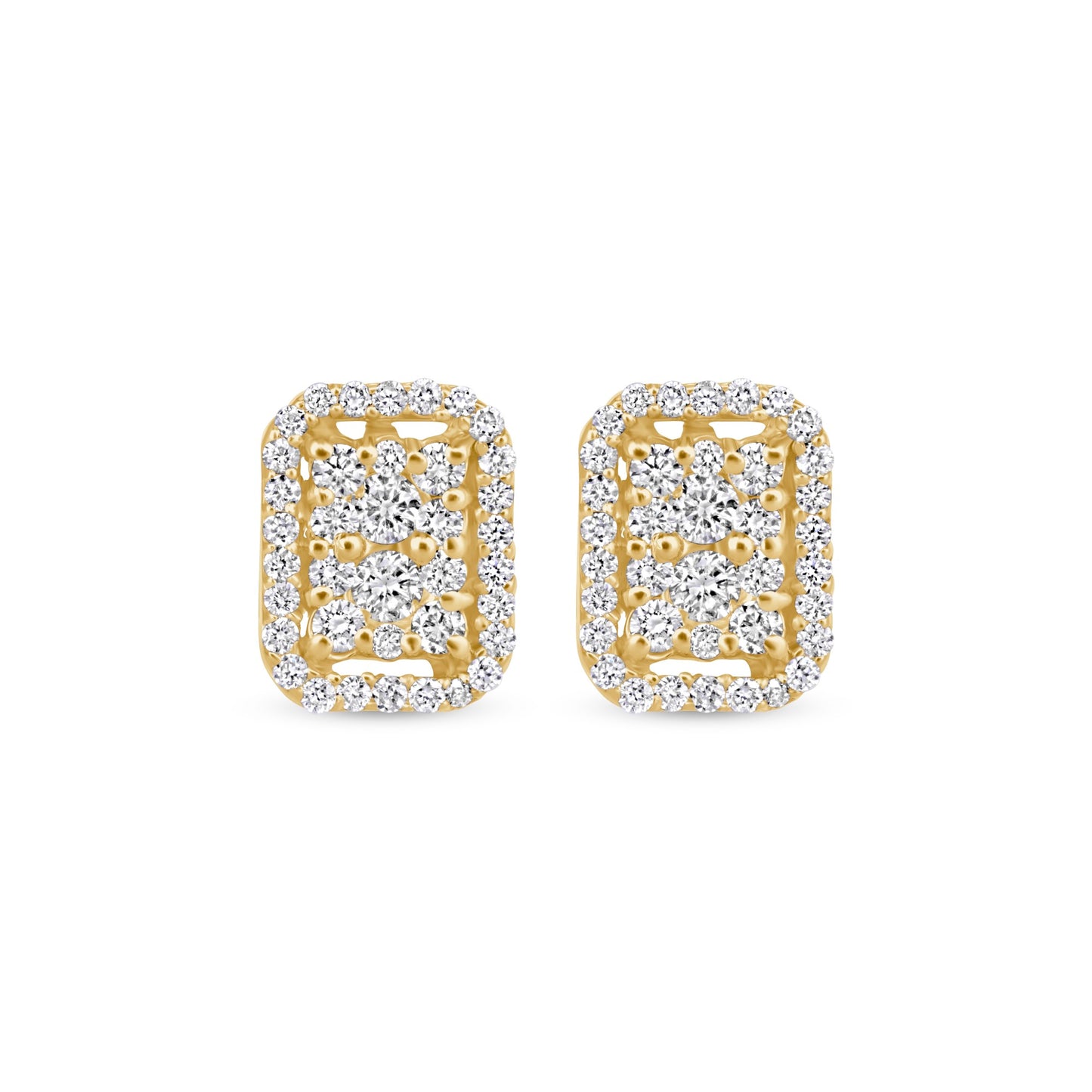 Diamond Emerald Shape Stud Earrings