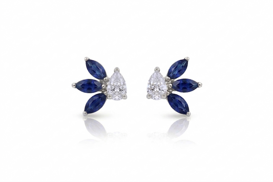 Pear Diamond & Marquise Sapphire Studs