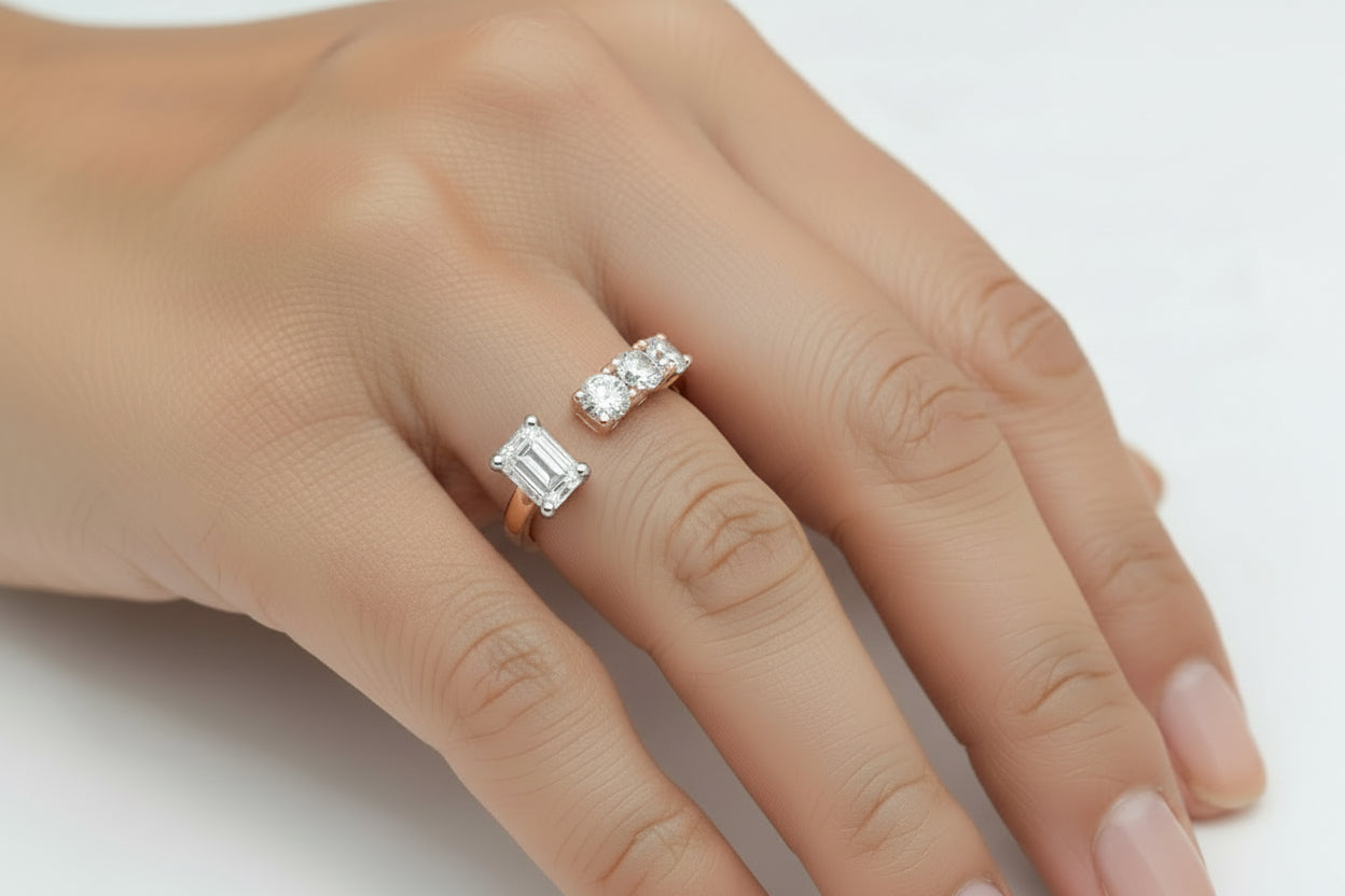 Emerald & Round Offset Band