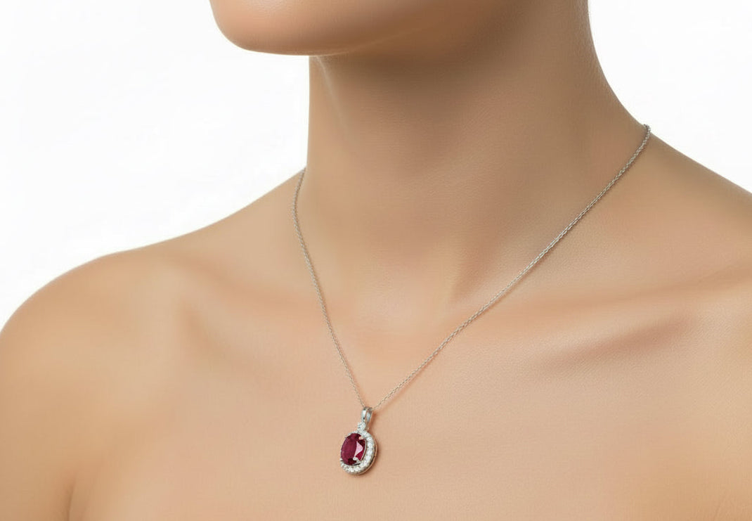 Ruby & Diamond Frame Necklace