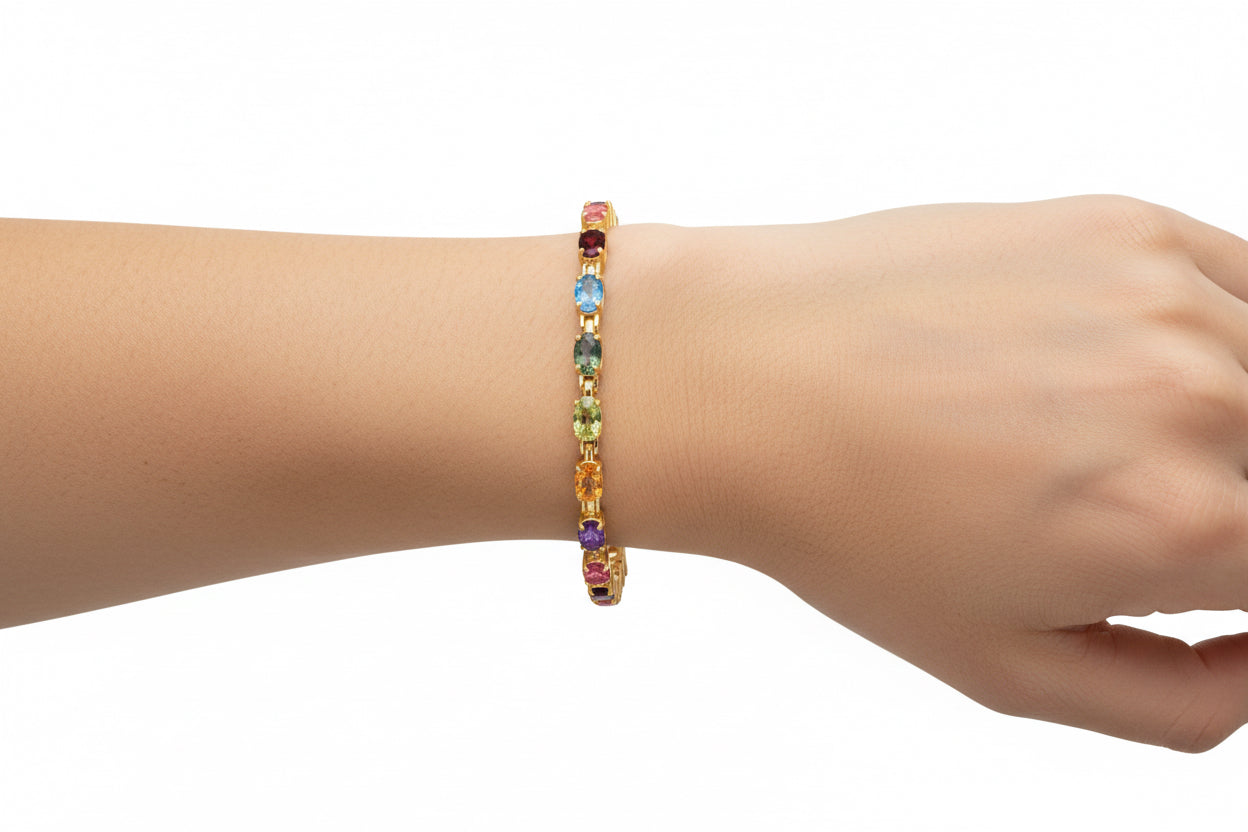Multi-Stone Rainbow Tennis Bracelet