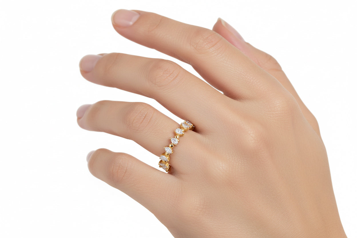 Reverse Pear Diamond Band