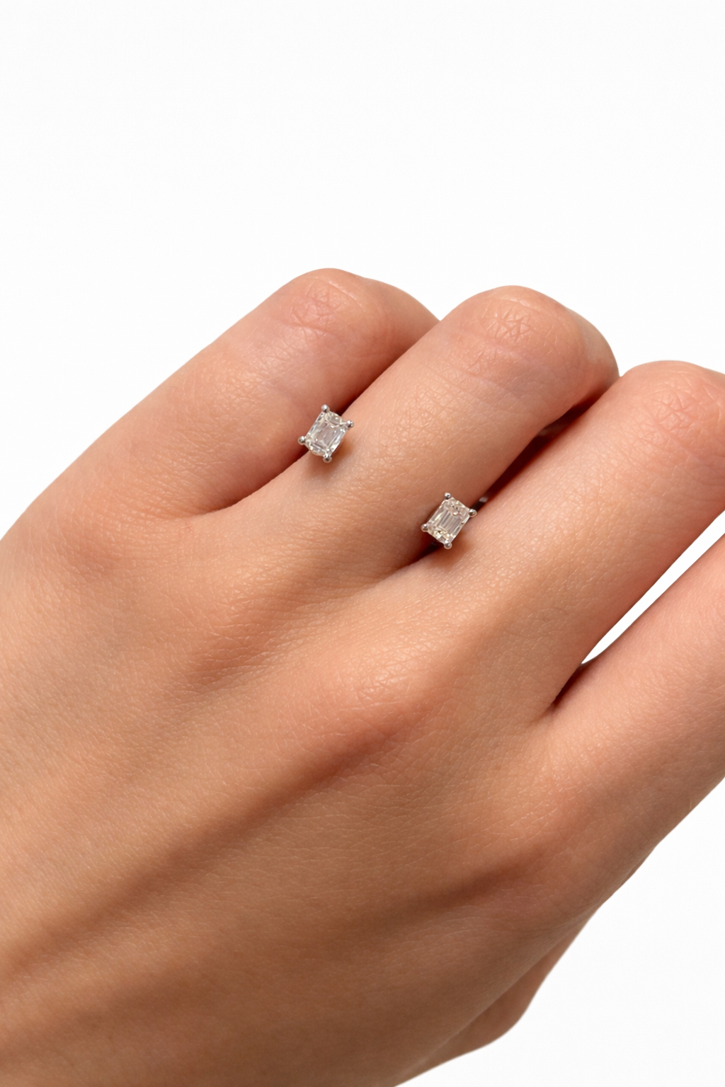 Emerald Floating Twin Diamond Ring