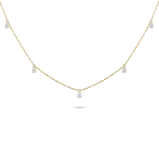 Diamond Pear Charm Necklace