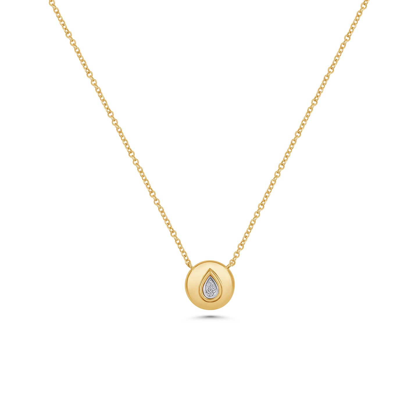 Bezeled Pear Pendant Necklace