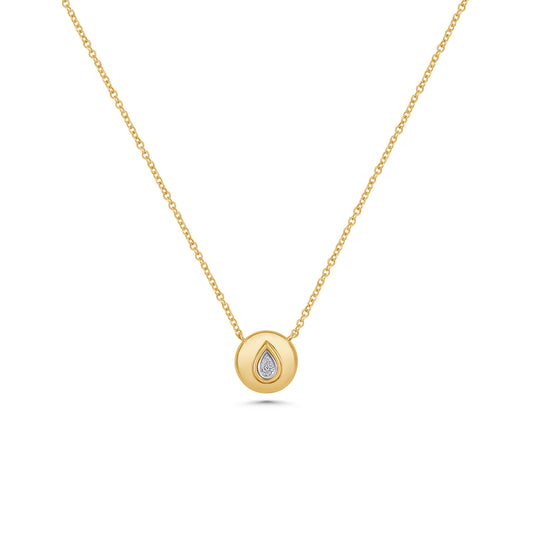 Bezeled Pear Pendant Necklace