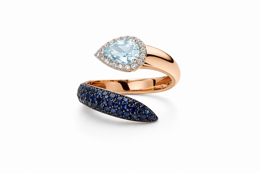 Aquamarine & Sapphire Snake Ring
