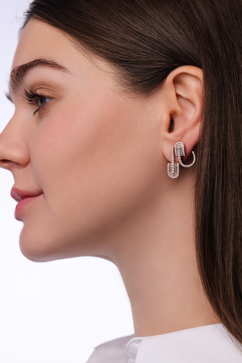 U Baguette Drop Earrings