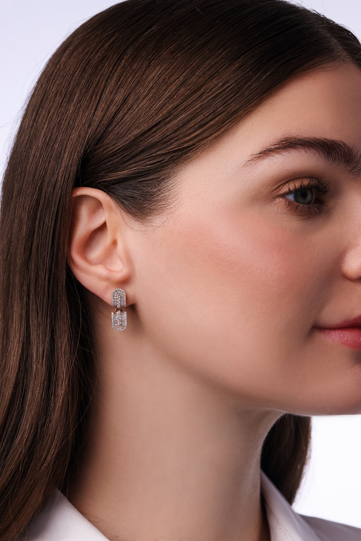 U Floating Baguette Studs Earrings