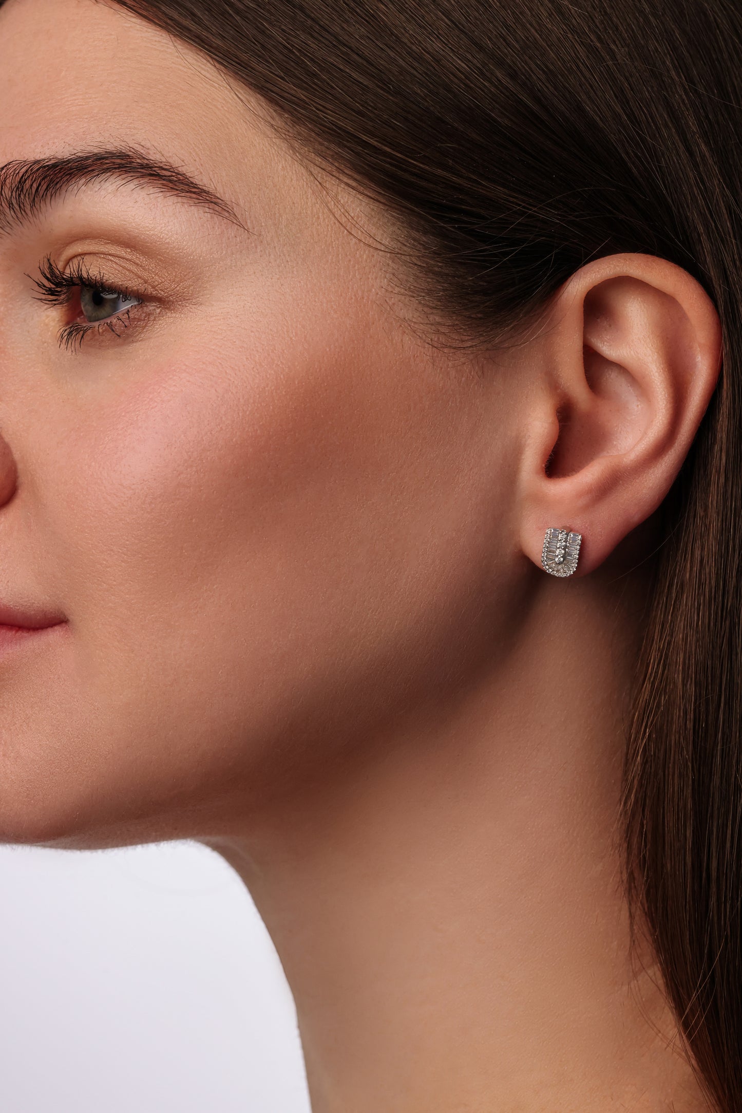U Floating Baguette Studs Earrings