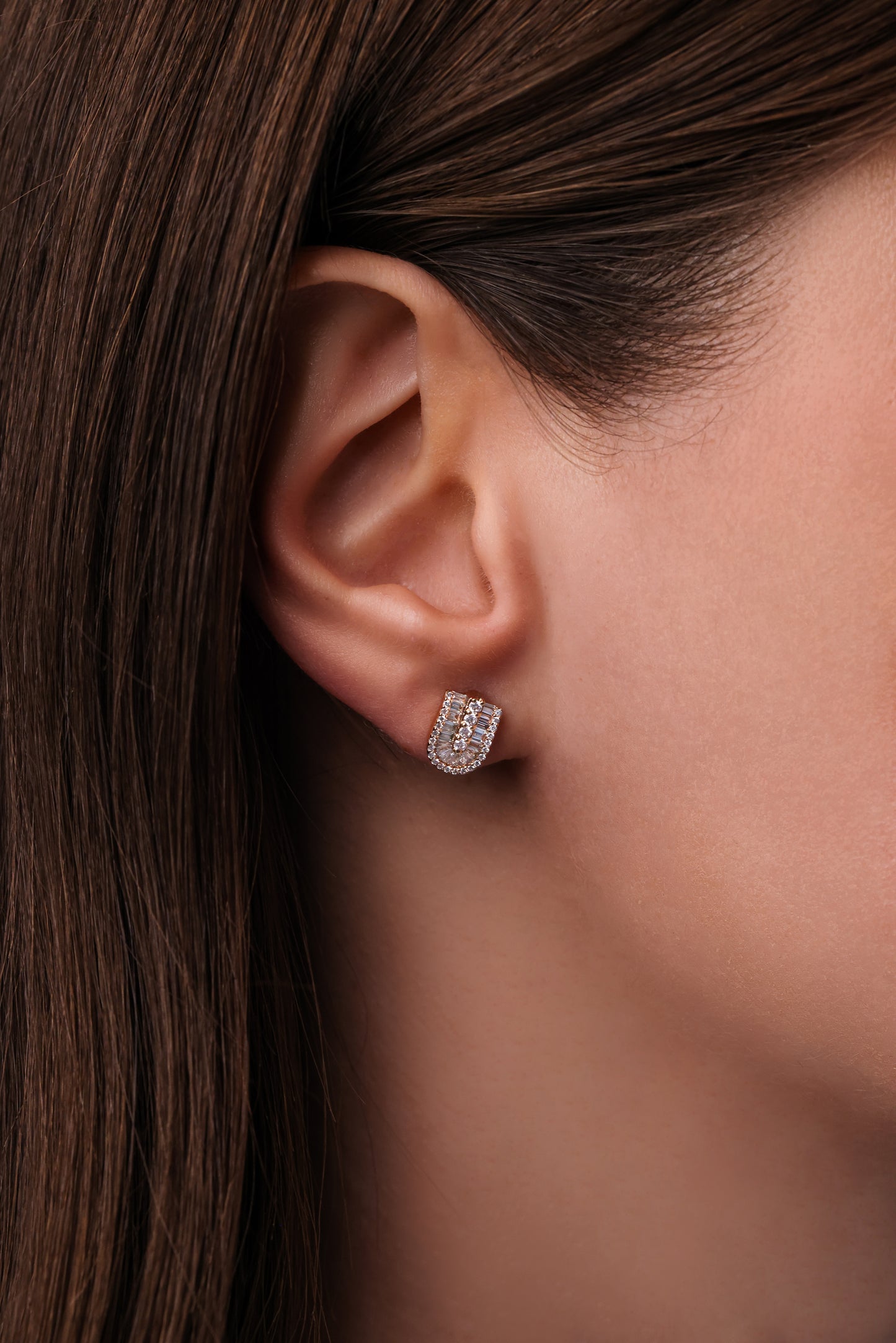 U Floating Baguette Studs Earrings