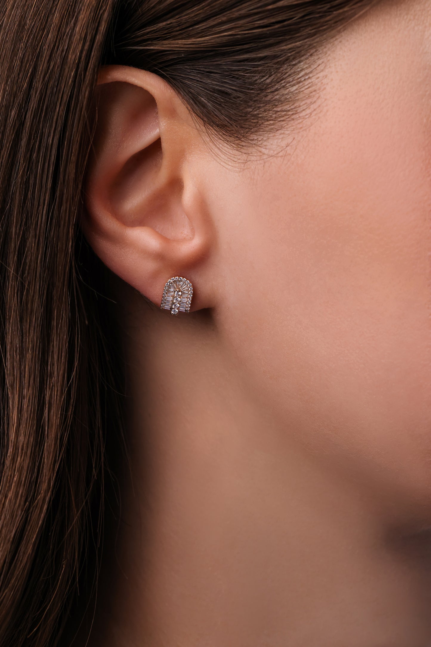 U Floating Baguette Studs Earrings