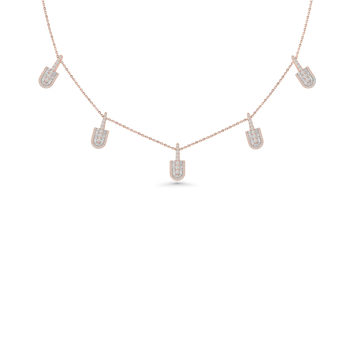 U Stacked Baguette Necklace