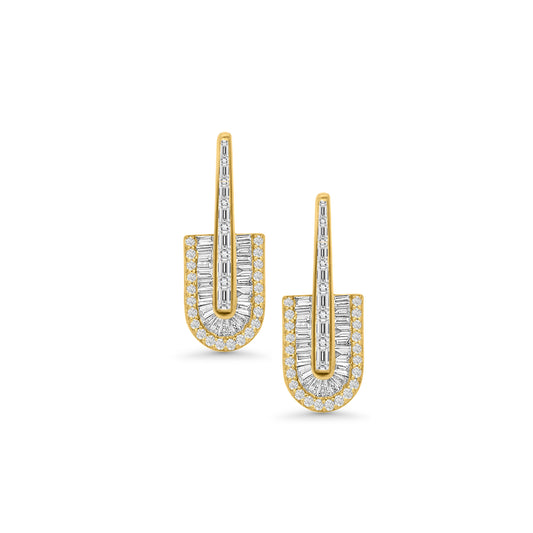 U Baguette Drop Earrings