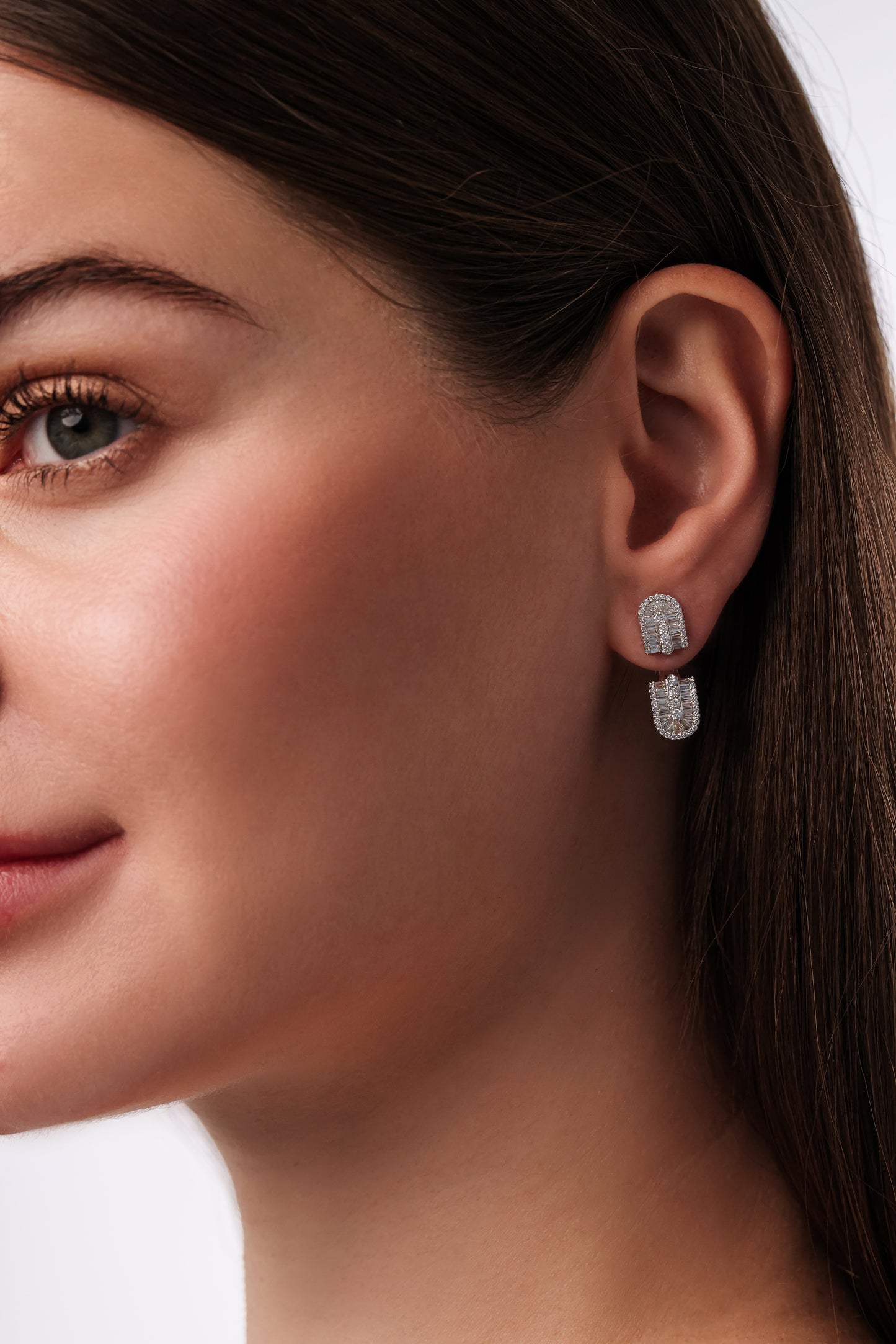 U Floating Baguette Studs Earrings