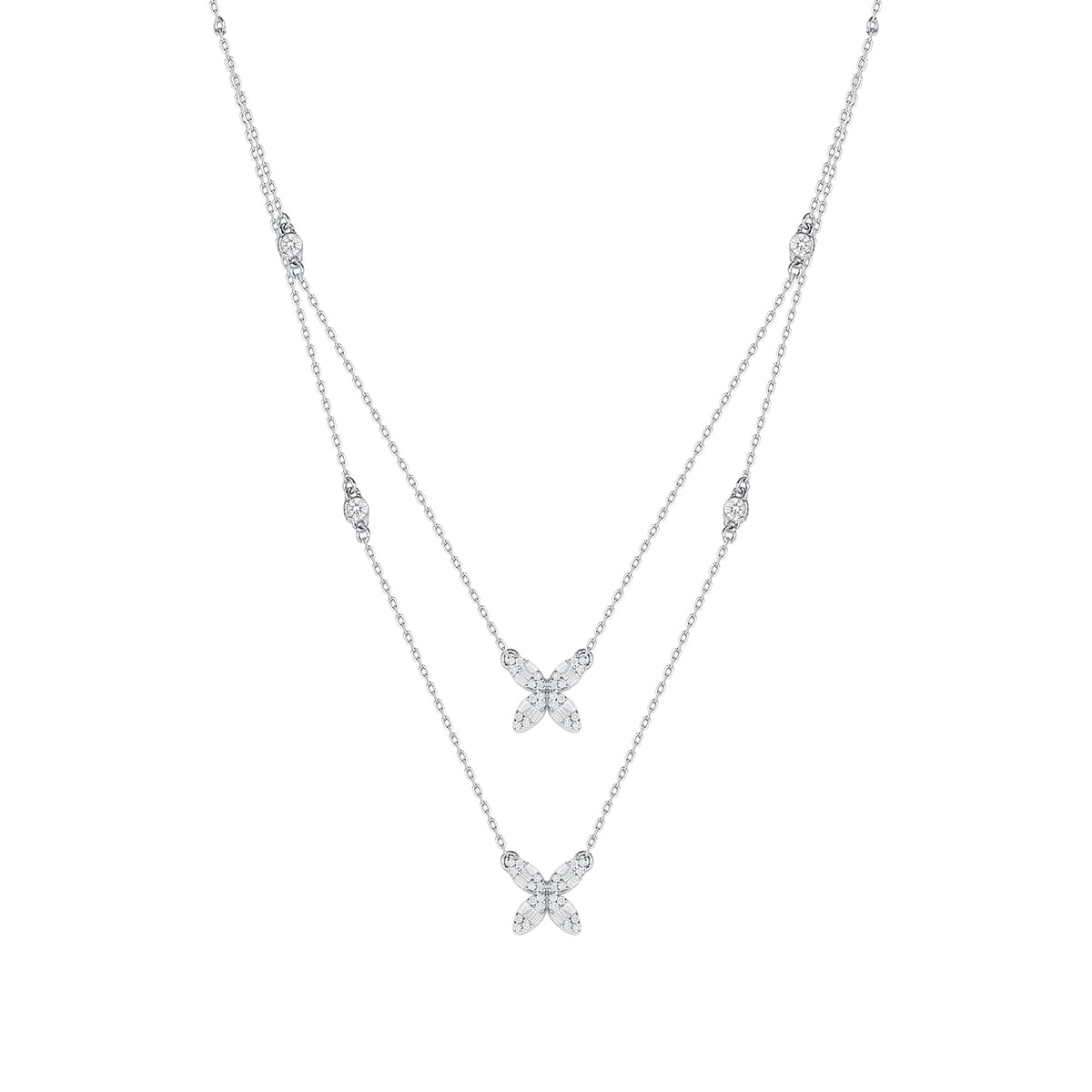 Clover Layer Diamond Necklace