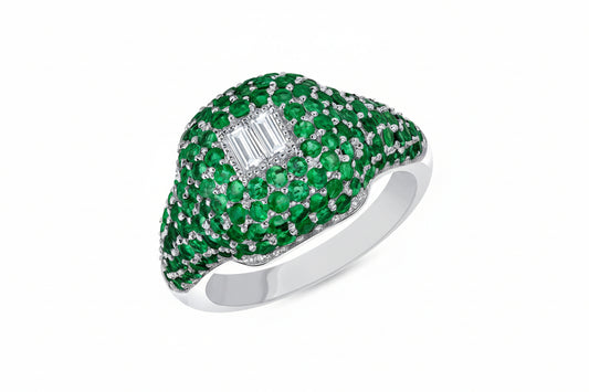 Emerald & Diamond Signet Ring