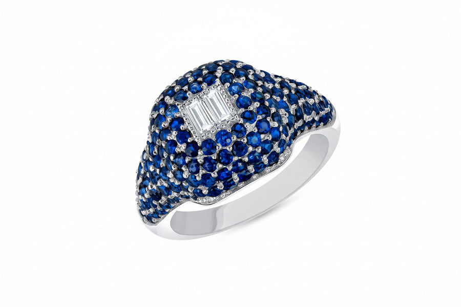 Sapphire & Diamond Signet Ring