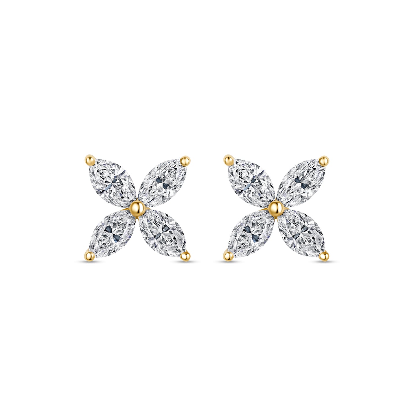 Grand Marquise Floral Stud Earrings