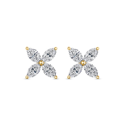 Grand Marquise Floral Stud Earrings