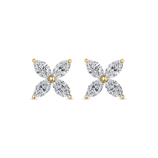 Grand Marquise Floral Stud Earrings