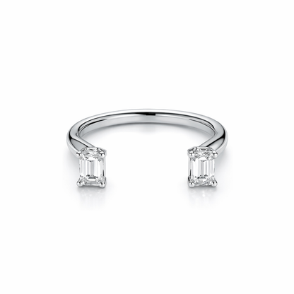 Emerald Floating Twin Diamond Ring