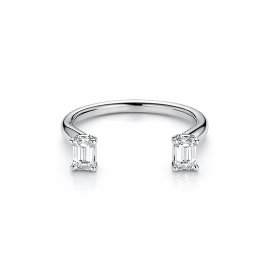 Emerald Floating Twin Diamond Ring