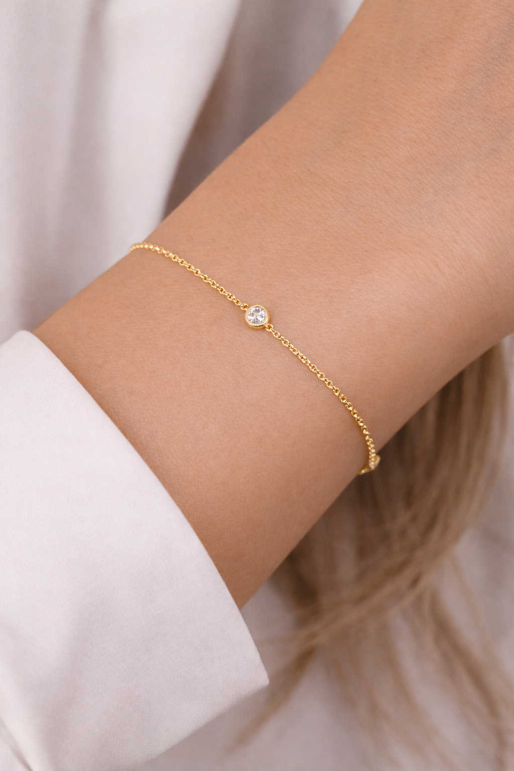 Single Diamond Bezel Bracelet