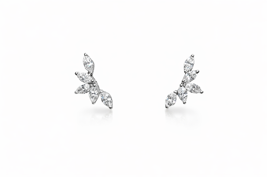 Marquise Diamond Petal Cluster Earrings