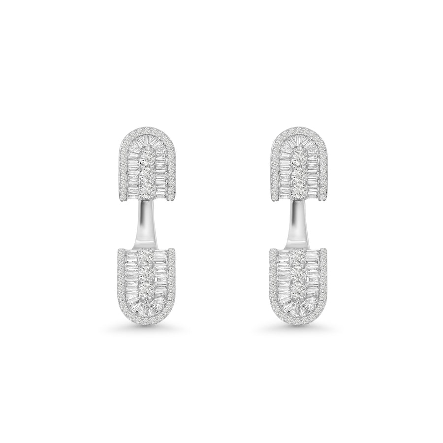 U Floating Baguette Studs Earrings