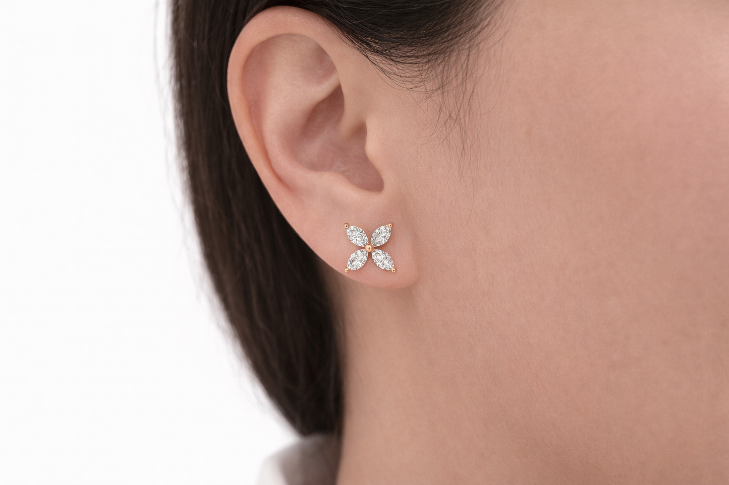 Grand Marquise Floral Stud Earrings