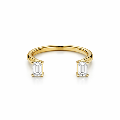 Emerald Floating Twin Diamond Ring