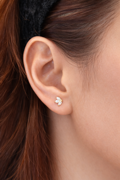 Marquise Diamond Flower Studs